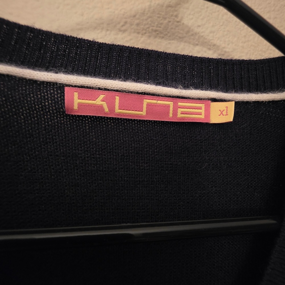 Kuna Mens XL V-Neck Sweater 100% Baby Alpaca Dark Navy Blue Knit Luxury - Picture 4 of 8